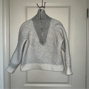 Everlane The Luxe Teddy Oversized Half Zip Sweater Womens M Gray Canvas